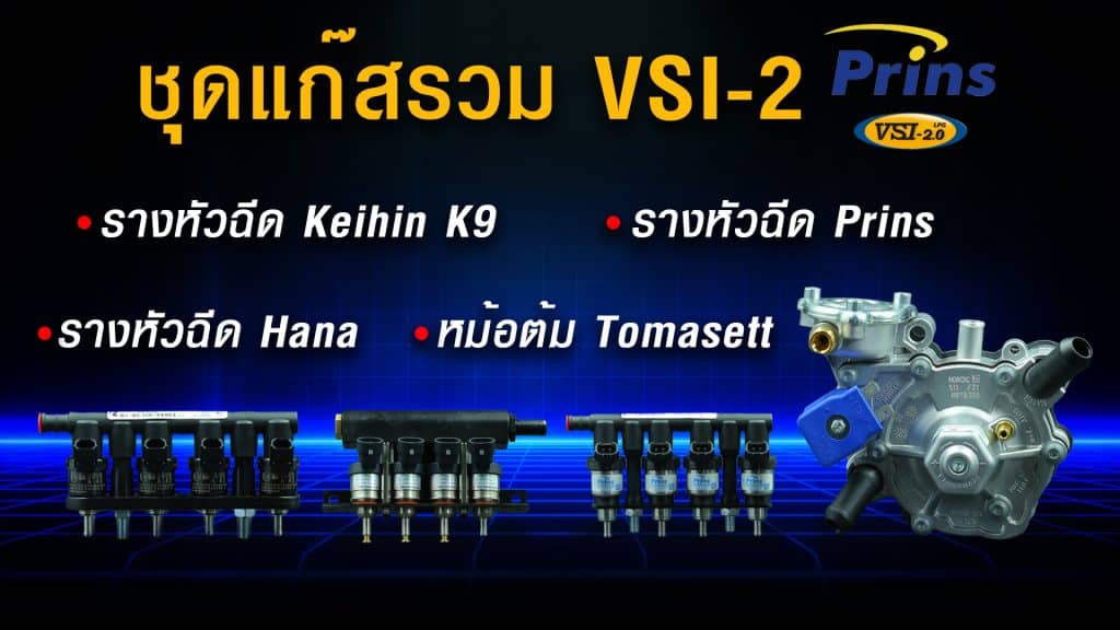 ชุดแก๊สรวม VSI-2 - รางหัวฉีด Keihin K9, รางหัวฉีด Prins, รางหัวฉีด Hana - หม้อต้ม Tomasetto หงษ์ทองแก๊ส