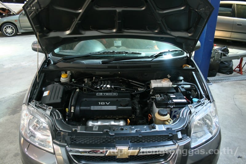 Chevrolet Aveo ติดแก๊ส หงษ์ทองแก๊ส หน้าเครื่อง