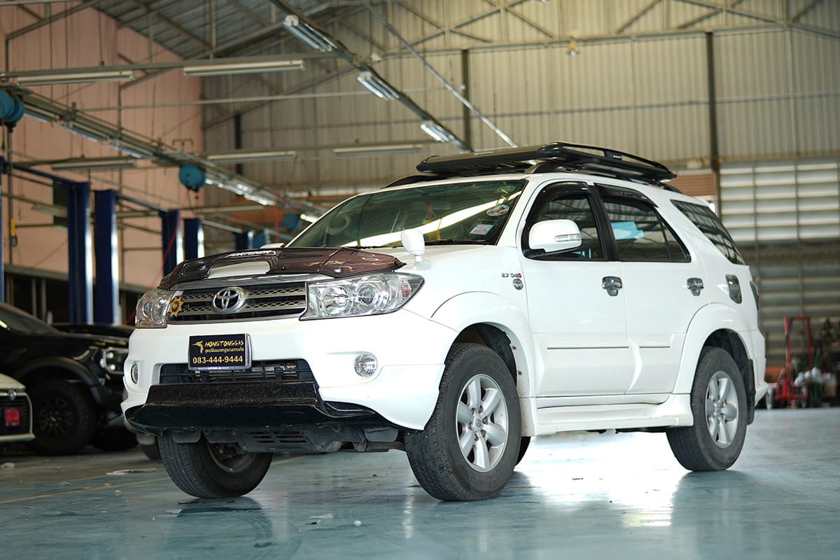 ติดแก๊ส Fotuner 2.7 ถังโดนัทหุ้มยางอะไหล่ หงษ์ทองแก๊ส ติดแก๊ส LPG Prins