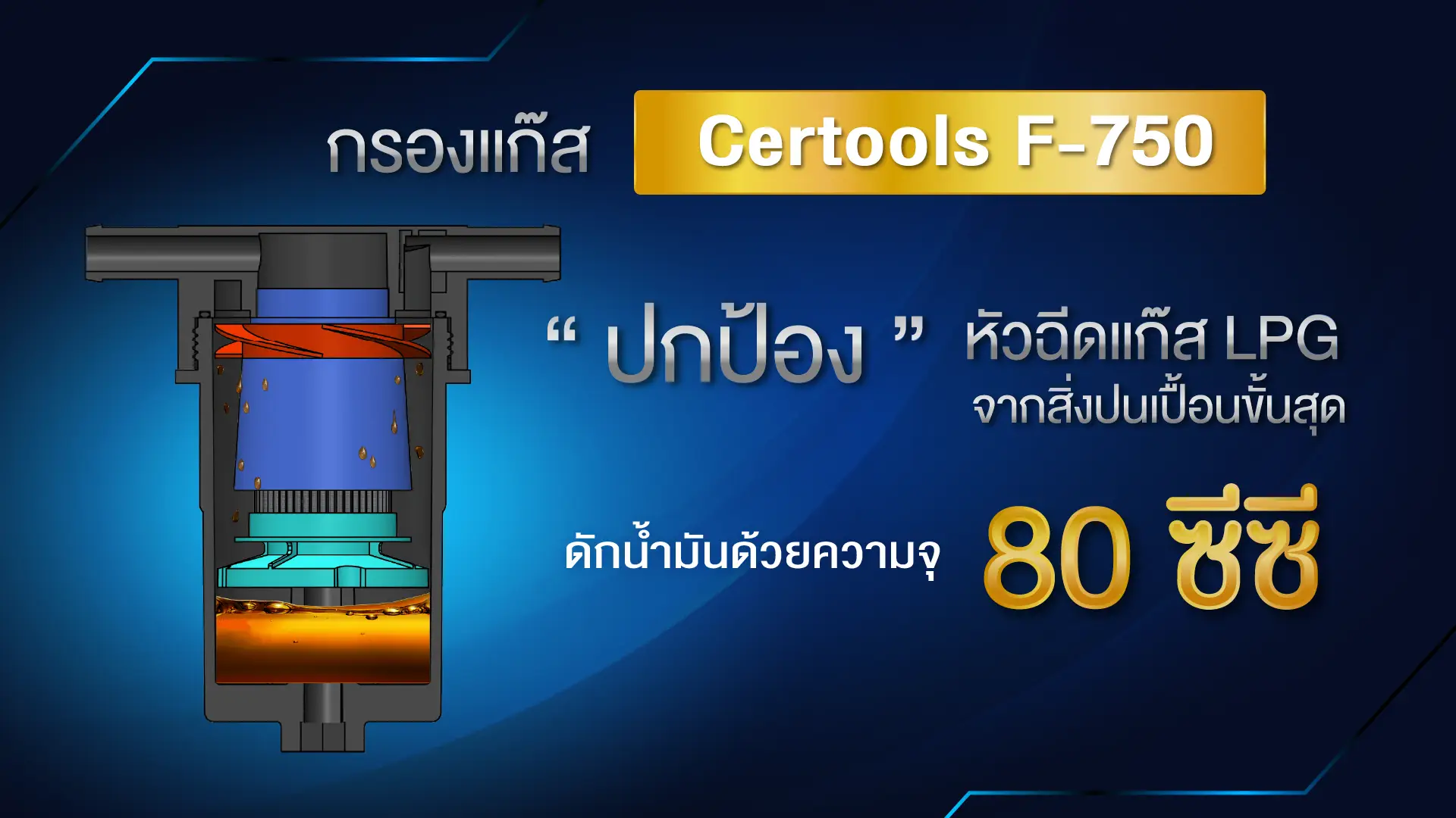 กรองแก๊ส Certools F-750 ฟังก์ชันดักน้ำมัน 80 ซีซี หงษ์ทองแก๊ส
