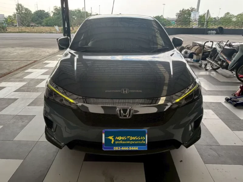 Honda City ชุดแก๊ส Prins VSI-3DI กล่อง Prins AFC 3.0 DI รางหัวฉีด Keihin K9 หม้อต้ม Prins eVP-500 กรองแก๊ส Keihin ถังโดนัทวางบน 42L