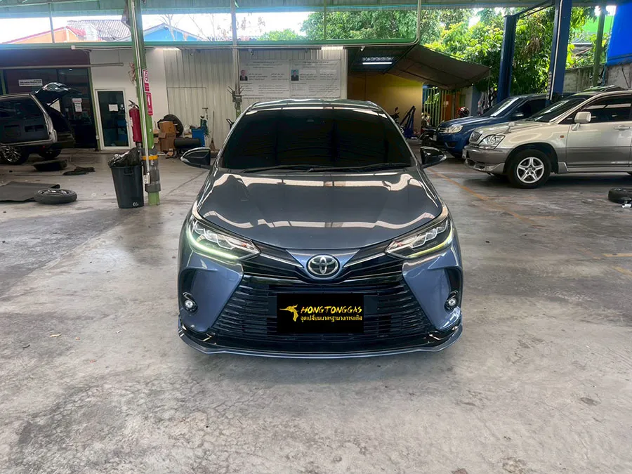 Toyota Yaris Ativ Prins EcoMax หม้อต้ม Tomasetto Nordic รางหัวฉีด Hana กรองแก๊สกลางสาย Certool F-750 กล่อง Prins AFC Compact 4D ถังโดนัทวางใน 54L