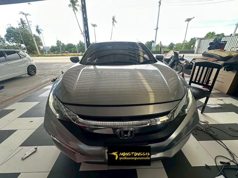 HONDA CIVIC Prins EcoMax หม้อต้ม Tomasetto Nordic รางหัวฉีด Hana กรองแก๊สกลางสาย Certool F-750 กล่อง Prins AFC Compact 4D ถังโดนัทวางใน 42L