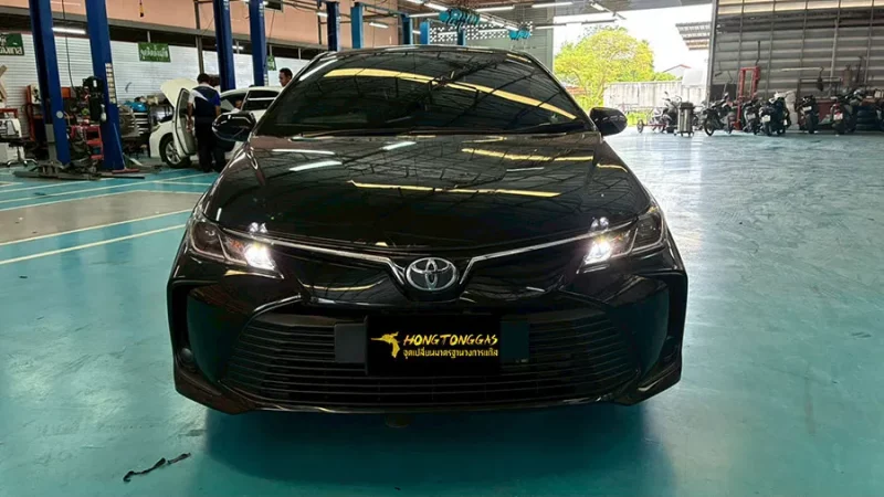 Toyota Corolla Altis Prins EcoMax หม้อต้ม Tomasetto Nordic รางหัวฉีด Hana กรองแก๊สกลางสาย Certool F-750 กล่อง Prins AFC Compact 4D ถังโดนัทวางใน 42L