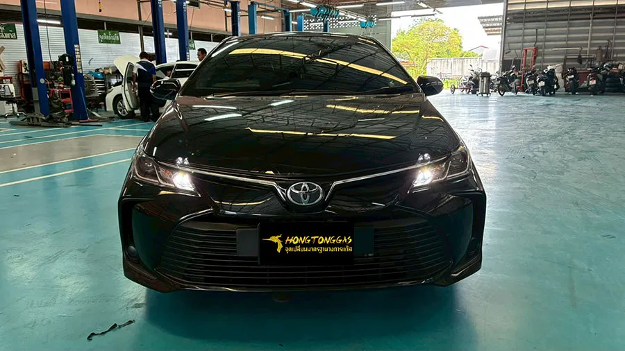 Toyota Corolla Altis Prins EcoMax หม้อต้ม Tomasetto Nordic รางหัวฉีด Hana กรองแก๊สกลางสาย Certool F-750 กล่อง Prins AFC Compact 4D ถังโดนัทวางใน 42L