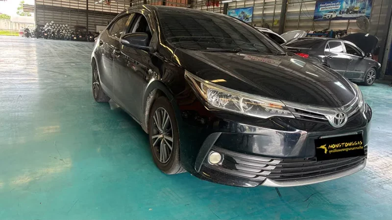 Toyota Altis Prins EcoMax หม้อต้ม Tomasetto Nordic รางหัวฉีด Hana กรองแก๊สกลางสาย Certool F-750 กล่อง Prins AFC Compact 4D ถังโดนัทวางใน 42L
