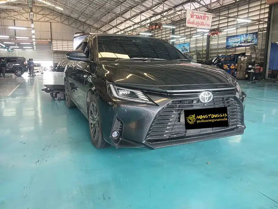 Toyota Yaris Ativ Prins EcoMax หม้อต้ม Tomasetto Nordic รางหัวฉีด Hana กรองแก๊สกลางสาย Certool F-750 กล่อง Prins AFC Compact 4D หัวเติมกรอง Certools NF199 ถังโดนัทวางใน 52L