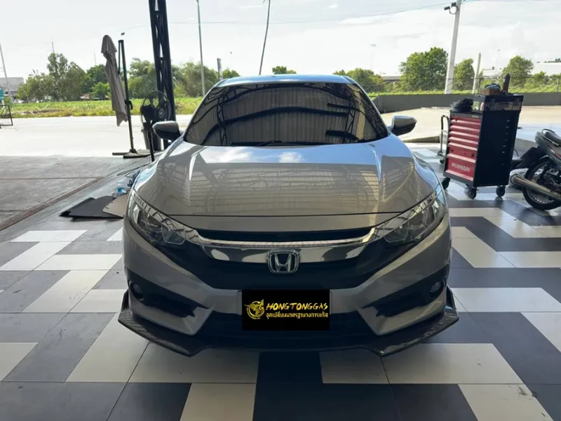 Honda Civic Prins EcoMax หม้อต้ม Tomasetto Nordic รางหัวฉีด Hana กรองแก๊สกลางสาย Certool F-750 กล่อง Prins AFC Compact 4D ถังโดนัทวางใน 52L
