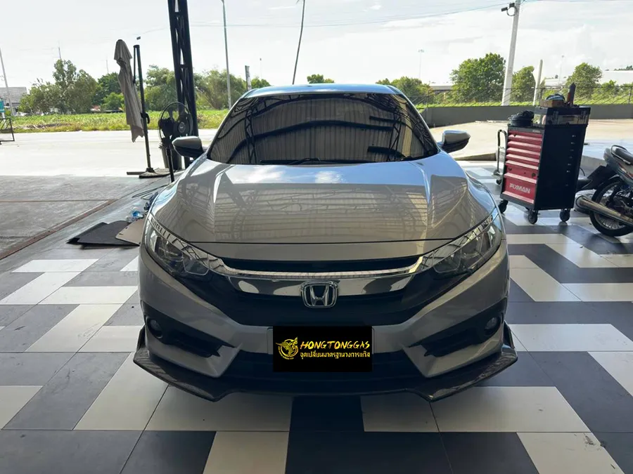 Honda Civic Prins EcoMax หม้อต้ม Tomasetto Nordic รางหัวฉีด Hana กรองแก๊สกลางสาย Certool F-750 กล่อง Prins AFC Compact 4D ถังโดนัทวางใน 52L
