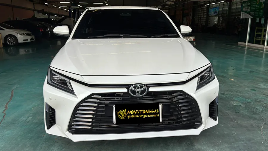 Toyota Yaris Ativ Prins EcoMax หม้อต้ม Tomasetto Nordic รางหัวฉีด Hana กรองแก๊สกลางสาย Certool F-750 กล่อง Prins AFC Compact 4D หัวเติมกรอง Certools NF199 ถังโดนัทวางใน 42L